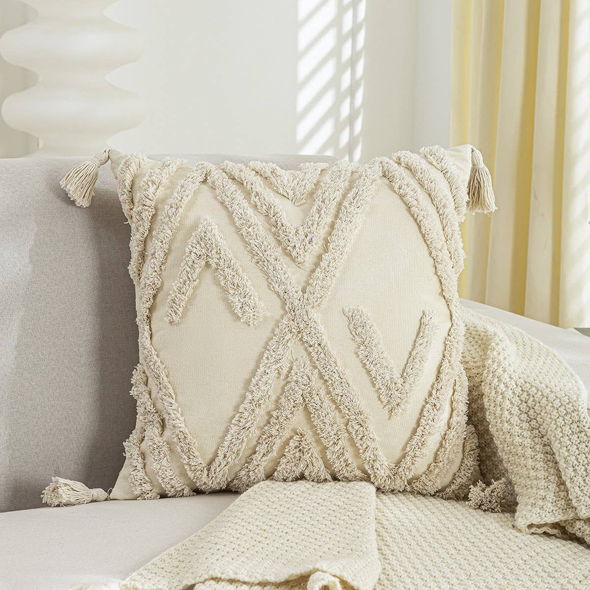 CREAM VINTAGE SOFA PILLOW COVER WAIST CUSHION_CWMM7716