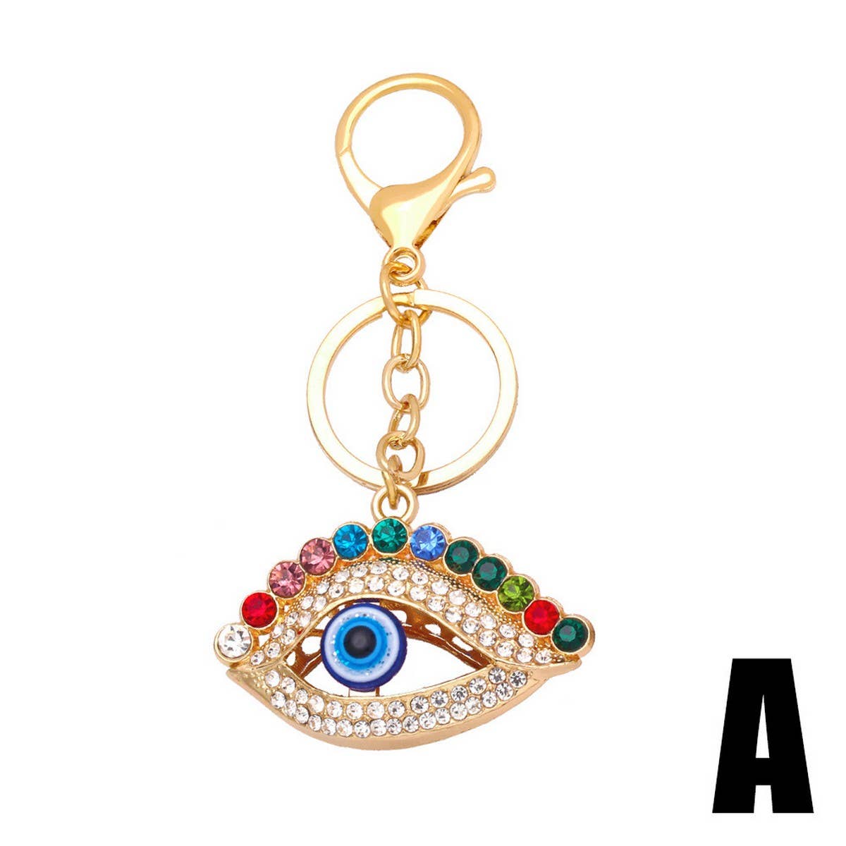 COLORED DIAMOND DEVILS EYE METAL KEYCHAIN PENDANT_CWAJE0878