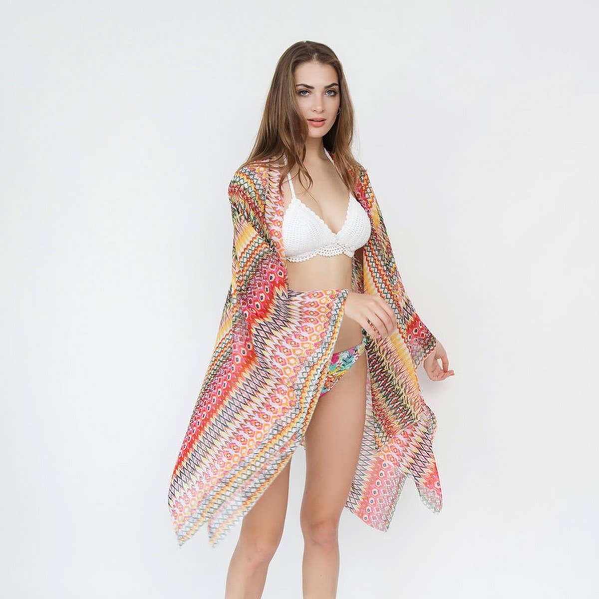 GEOMETRIC PRINTED KIMONOS SUMMER CARDIGAN_CWASC0781