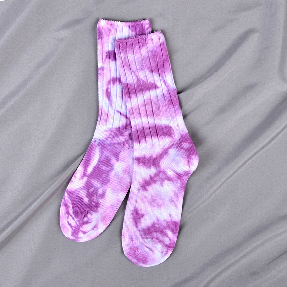 Women Double-Needle Tie-Dyeing Mid-Tube Socks_Cwms0243