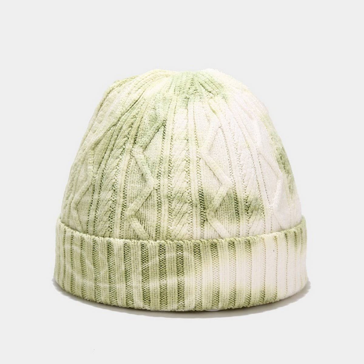 Tie-Dyed Knitted Hat Melon-Shaped Warm Beanie Hat_Cwah2077