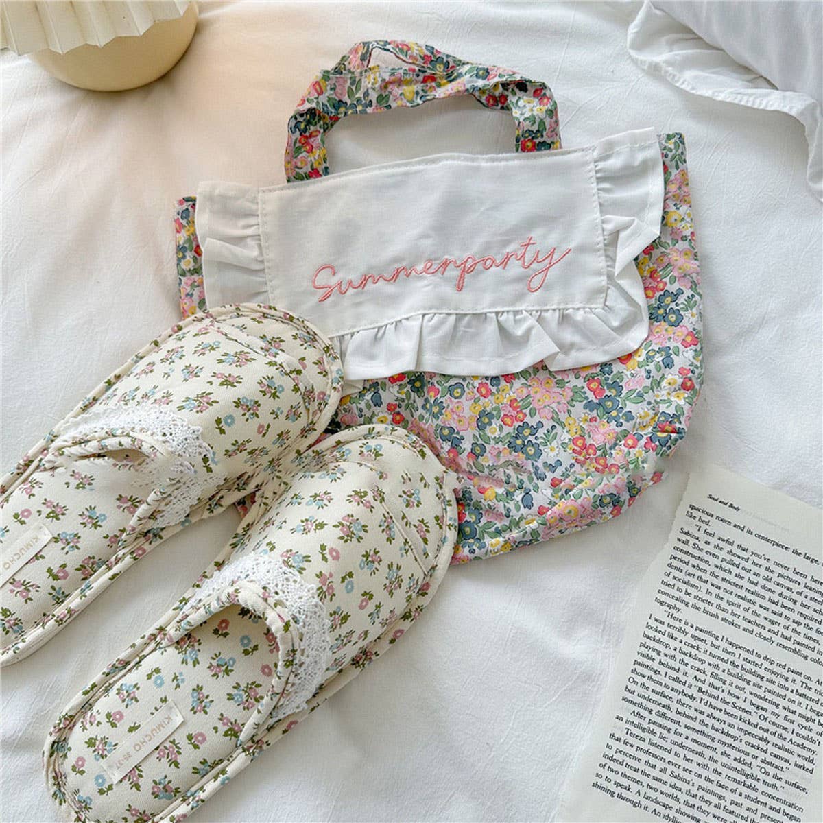 Womens Small Floral Lace Thick-Soled Slippers_Cwmm2969