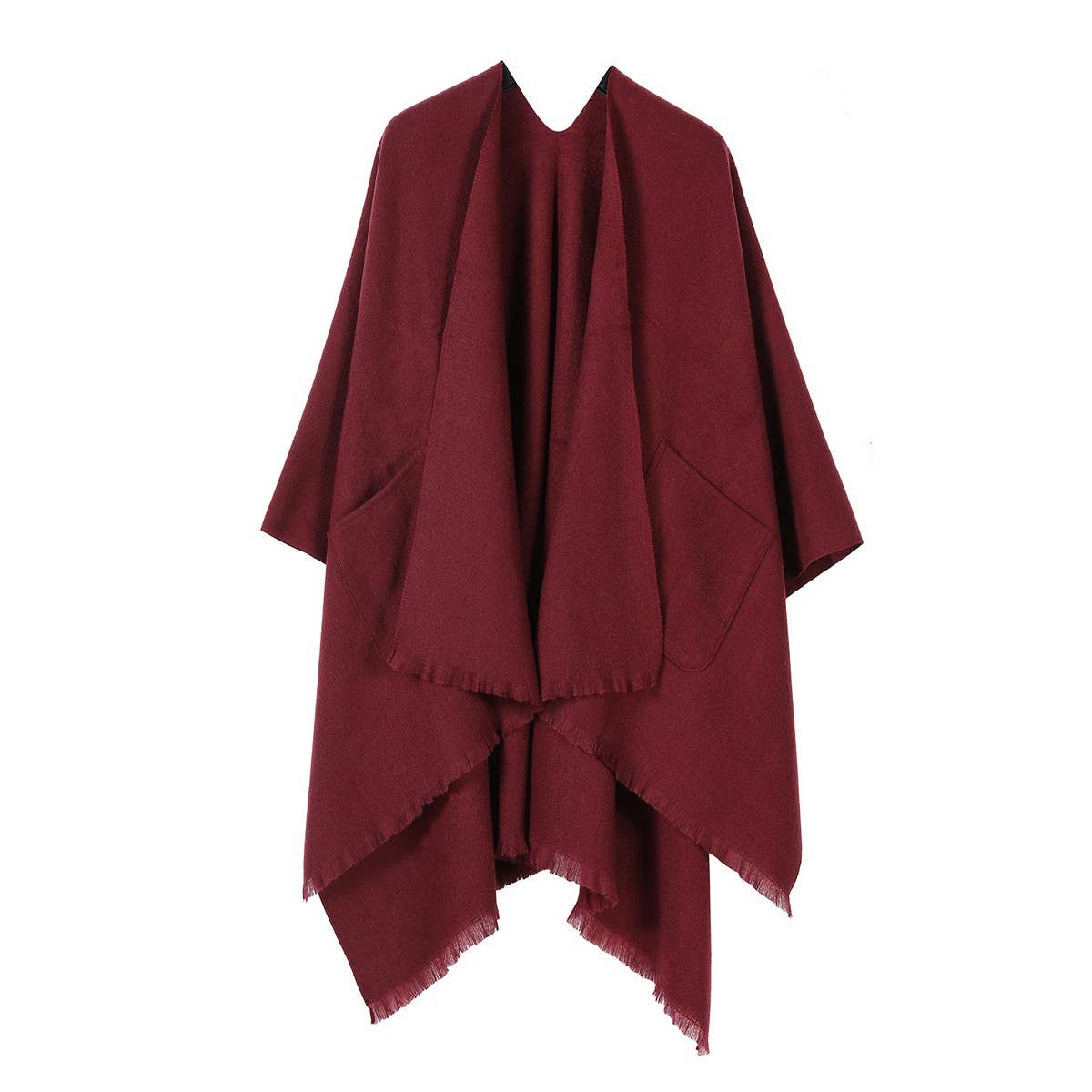 SOLID COLOR SHAWL POCKET WARM SCARF CAPE_CWASC2182