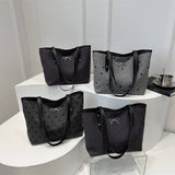 POLKA DOT BLACK BOW UNDERARM TOTE_CWAB3316