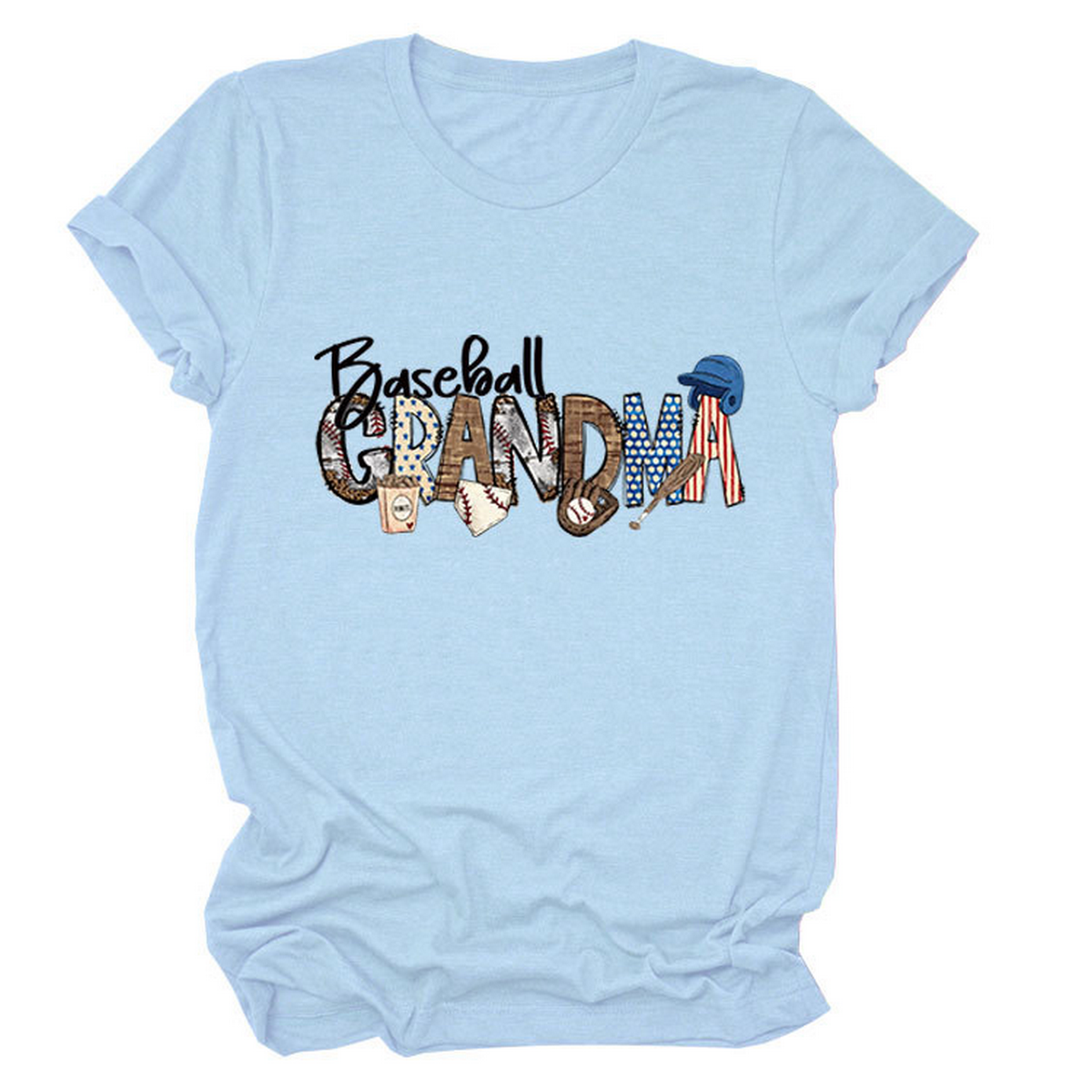 CASUAL CREW NECK TEE BASEBALL GRANDMA SHIRT_CWTTSL0496