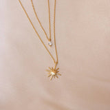 DOUBLE STAR ZIRCONIA STACKING NECKLACE_CWMM5551
