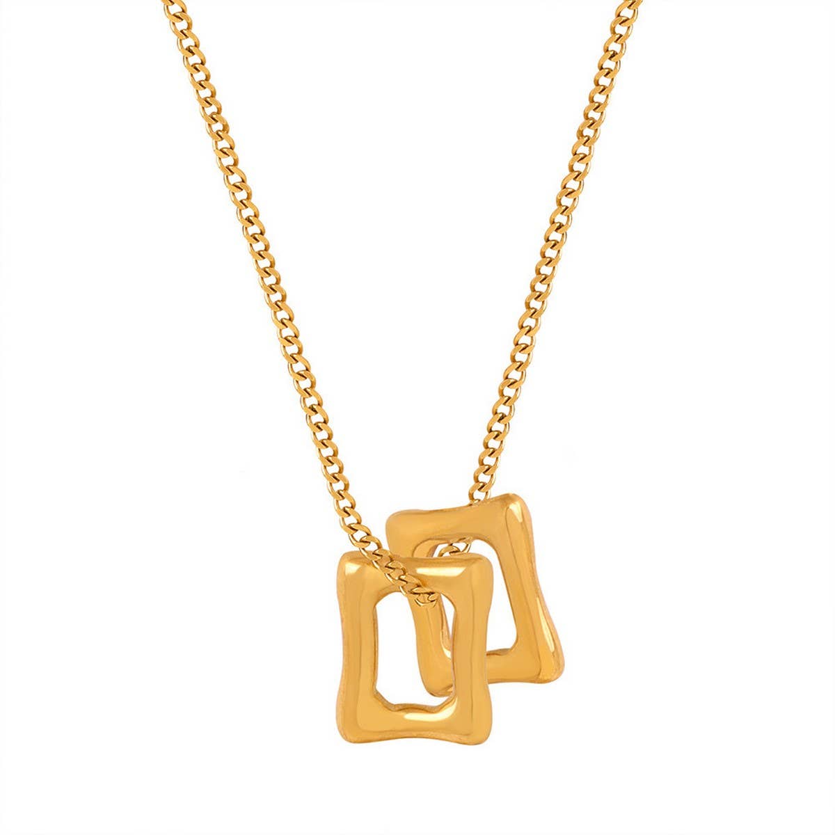 HOLLOW SQUARE PENDANT TITANIUM STEEL NECKLACE_CWAJE1090