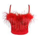 OSTRICH FEATHER SLIM FIT HERRINGBONE CORSET_CWMM4228