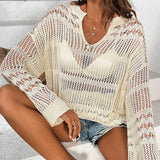 Tops Long Sleeve Hollow Beach Swimsuit Cover Up