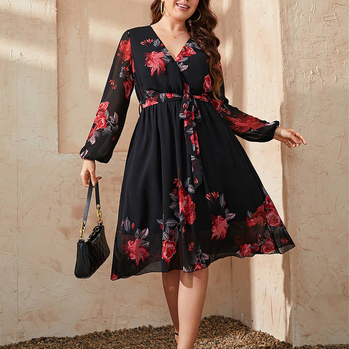 STYLISH PLUS SIZE DRESS FLORAL PATTERN DESIGN_CWDMD5971