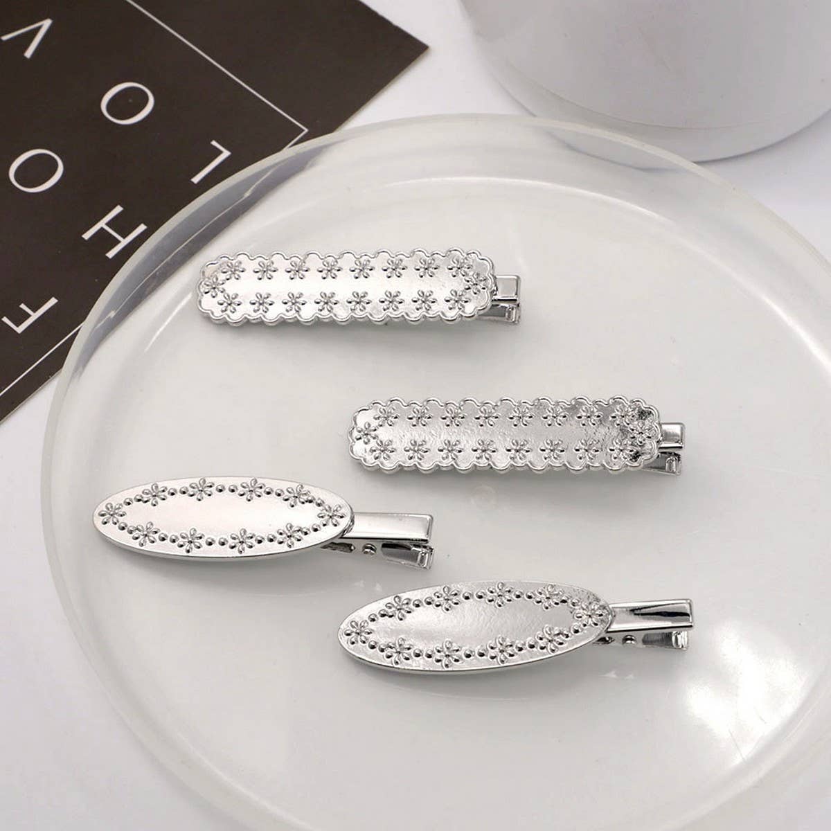 METAL ROSE HAIRPIN SIDE BANGS DUCKBILL CLIP_CWAHA4646