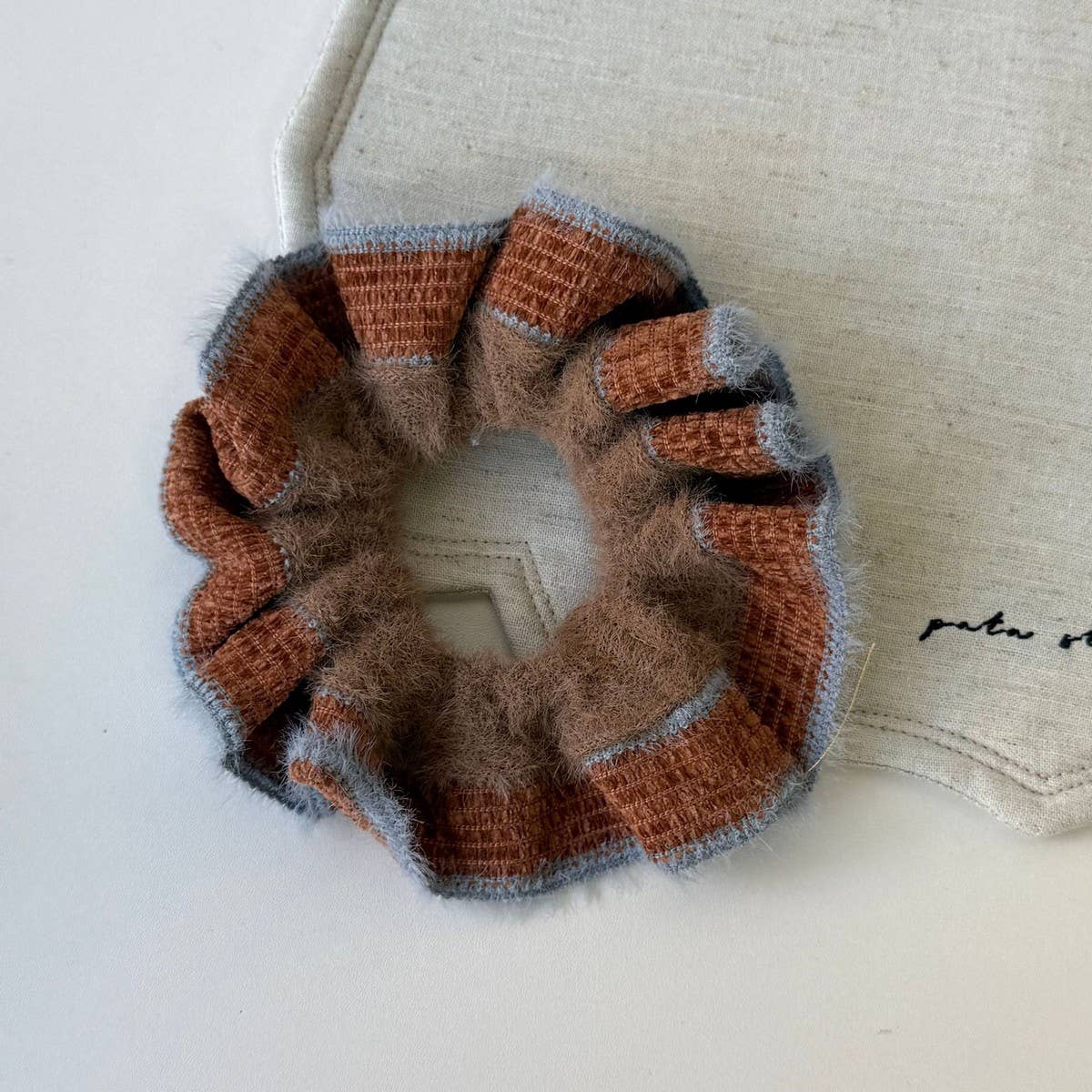 Knitted Fluffy Scrunchie Cozy Winter Hair Tie_Cwaha07874