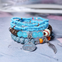 RICE BEAD PENDANT ELASTIC CORD BRACELET_CWASC0700