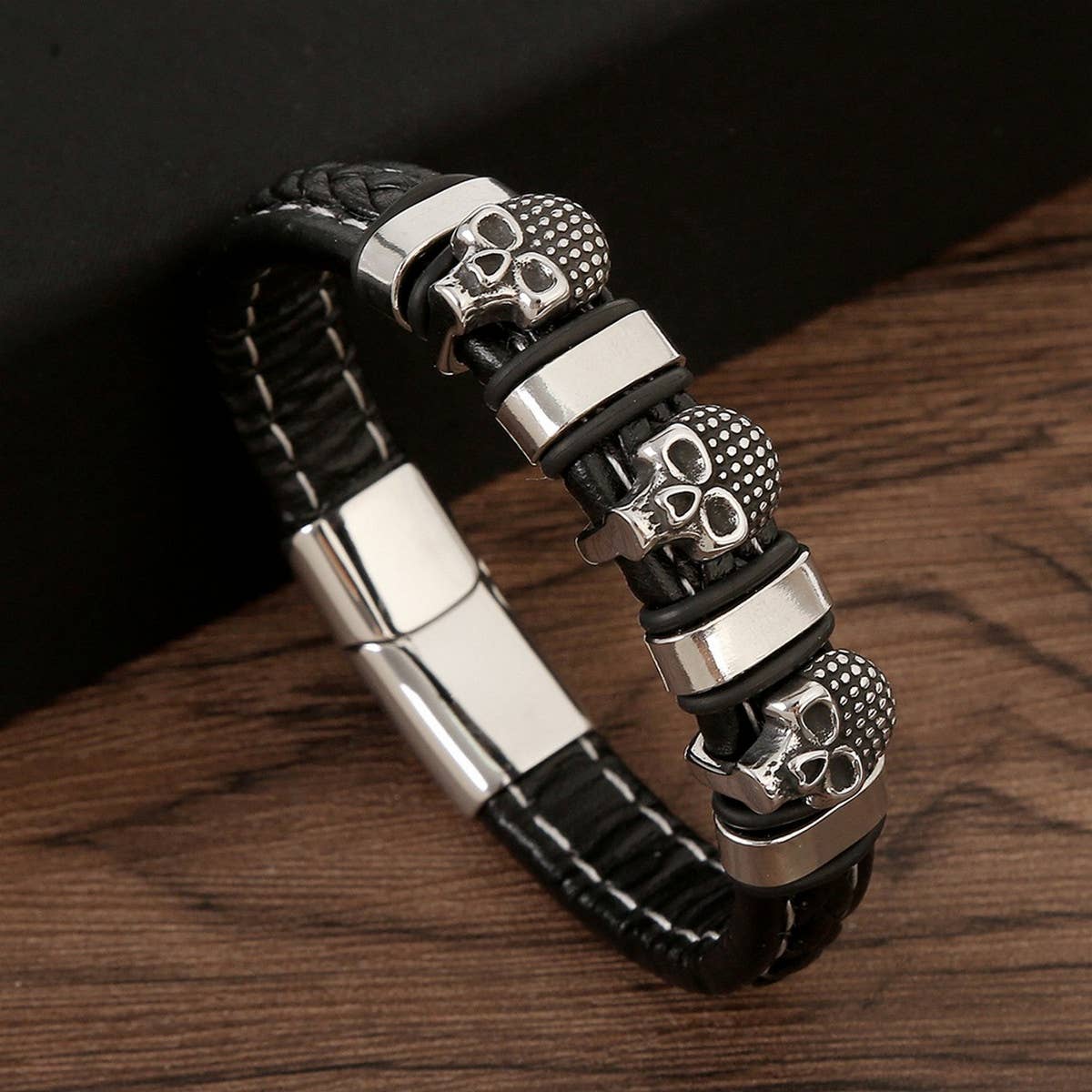 Trendy Retro Skull Braided Bracelet