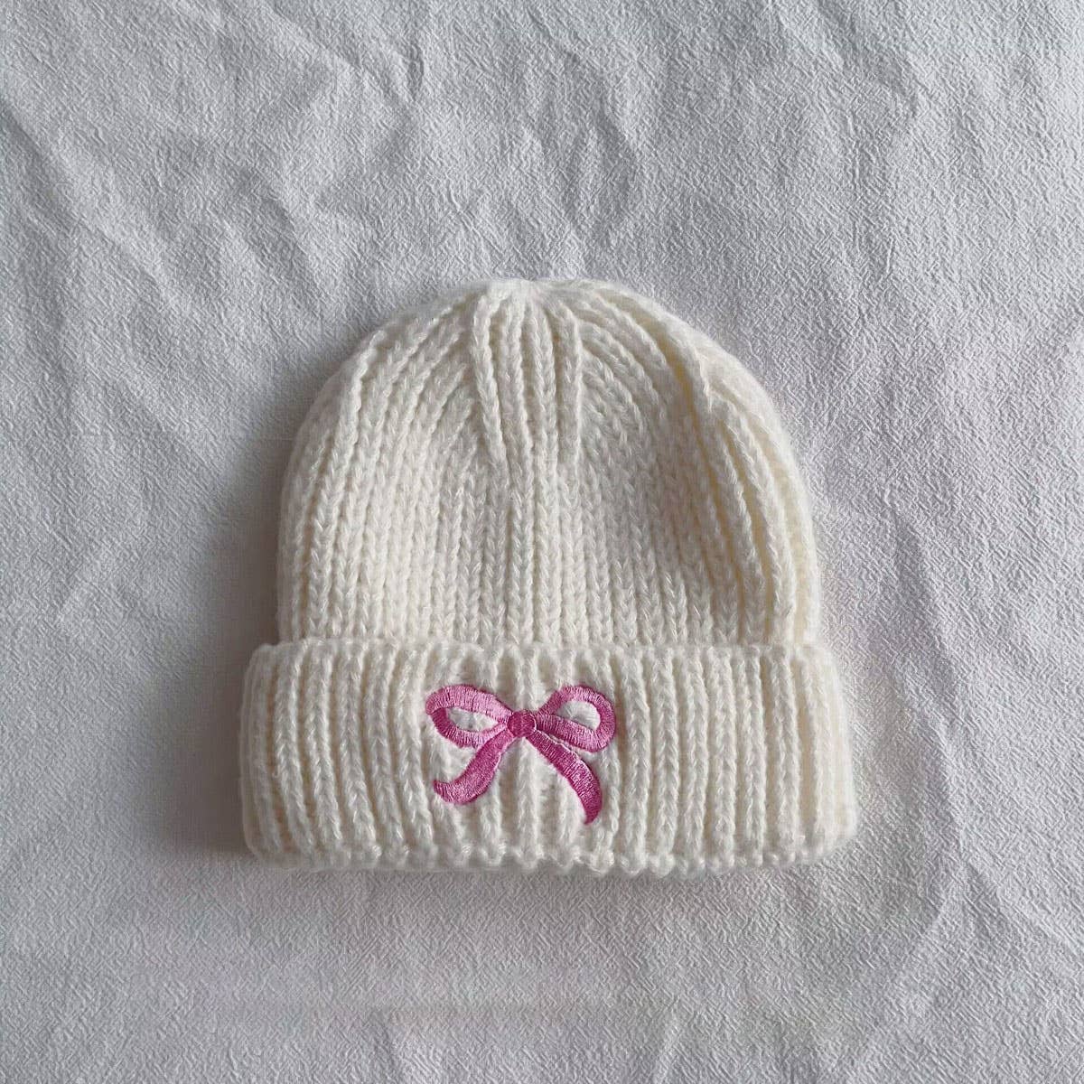 PERSONALIZED BOW CHILDRENS WARM KNITTED HAT_CWAH2927