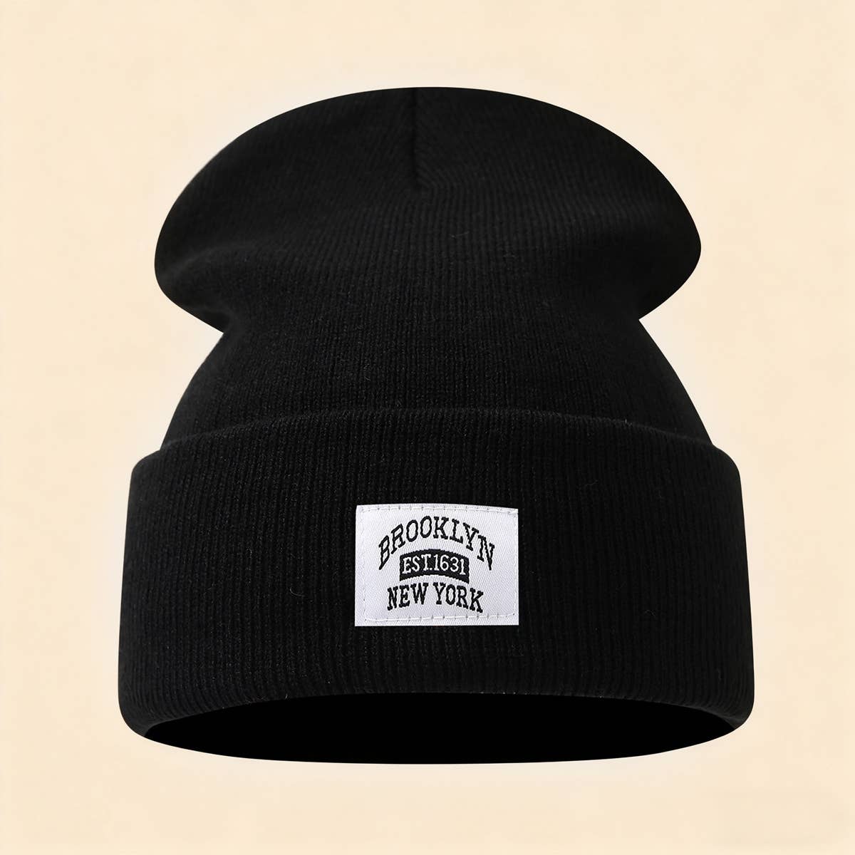 Brooklyn Label Cuffed Knit Beanie Unisex_Cwah04638