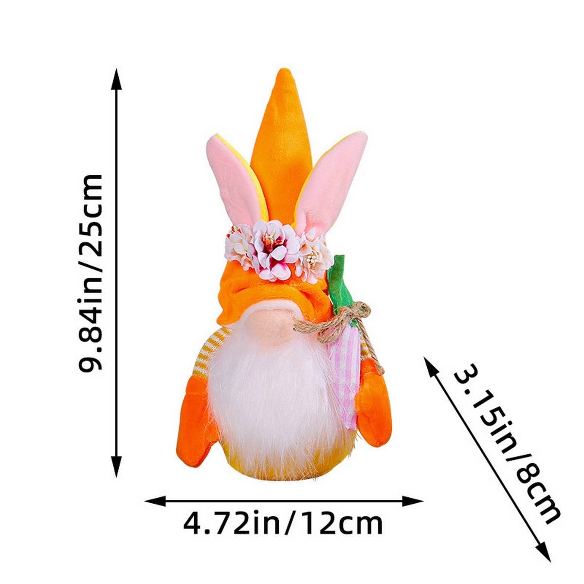 EASTER BUNNY GNOME HOLDING A BOUQUET OF FLOWERS_CWMM3481