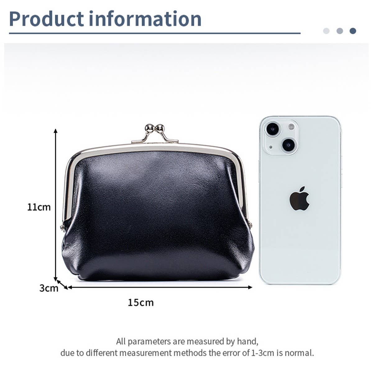 Vintage Leather Coin Wallet Double Clip Pouch_Cuab00386