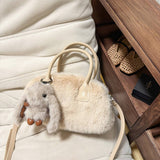 FLUFFY FOX FUR BAG WOMEN FASHION SHOULDER TOTE_CUAB00568