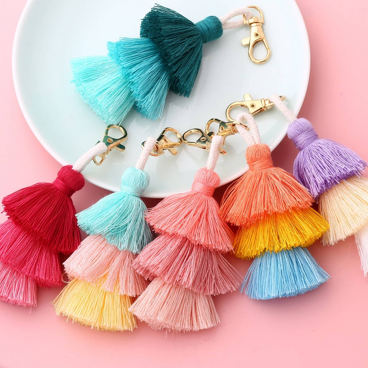 BOHEMIAN HANDMADE MULTI LAYER TASSEL KEYCHAIN_CWAB5022