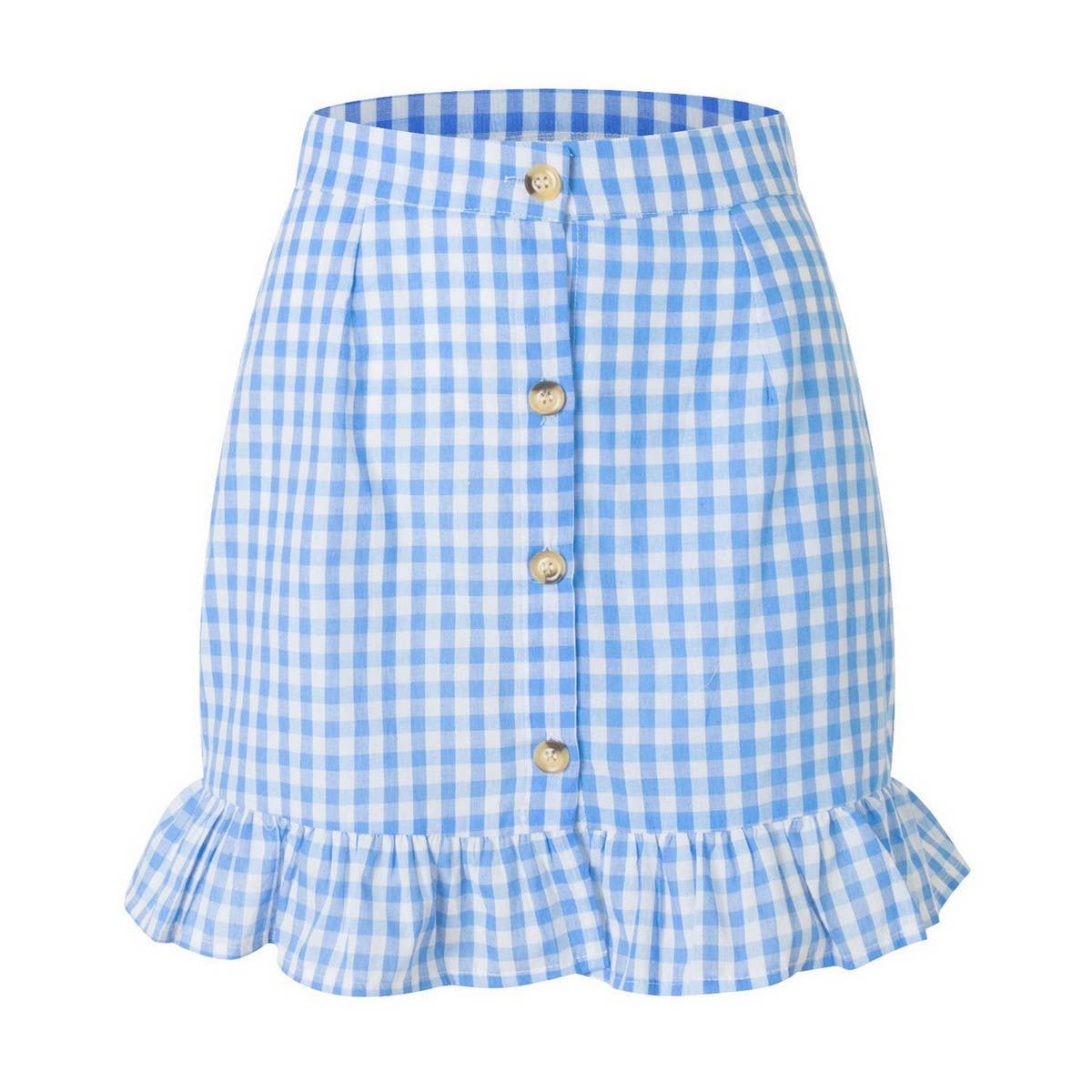 PLAID RUFFLED SHORT SKIRT SMALL FRESH PLAID SKIRT_CWBSS0415