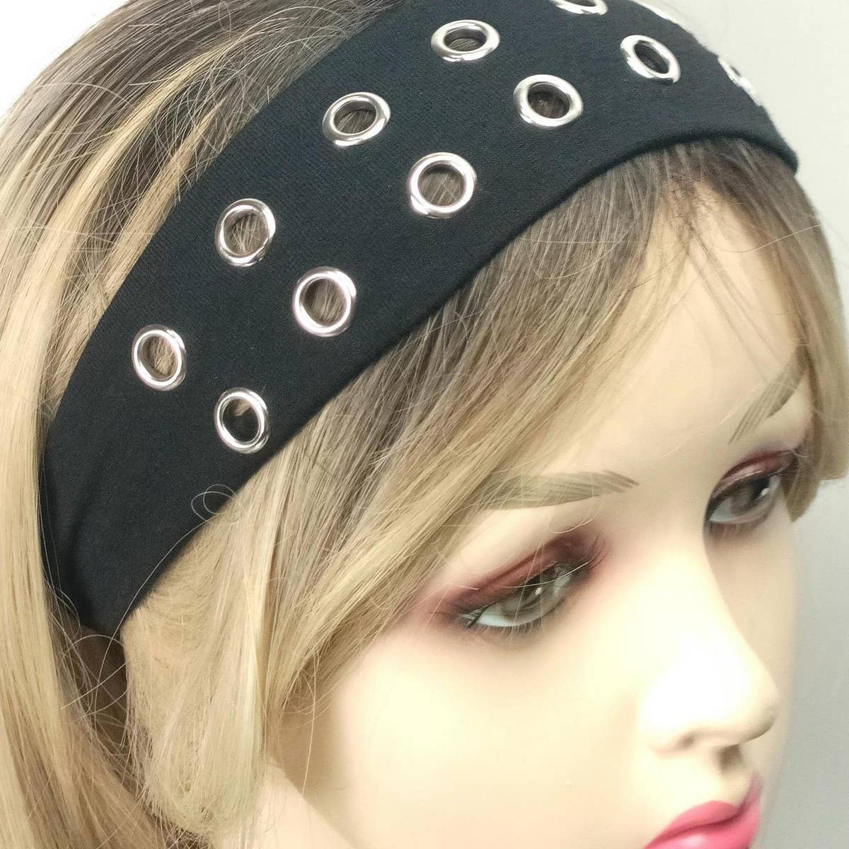 ELASTIC FABRIC WITH EYELETS PUNK HEADWRAP_CWAHA6306