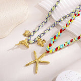 HANDMADE OCEAN SCARF NECKLACE WITH STAR DOLPHIN_CWMM8817