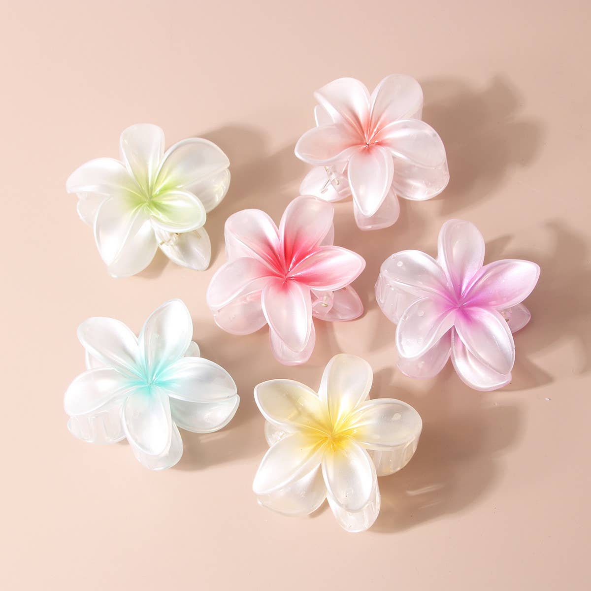 PEARLESCENT FLOWER HAIR CLAW GRADIENT CHIC CLIP_CWAHA1044