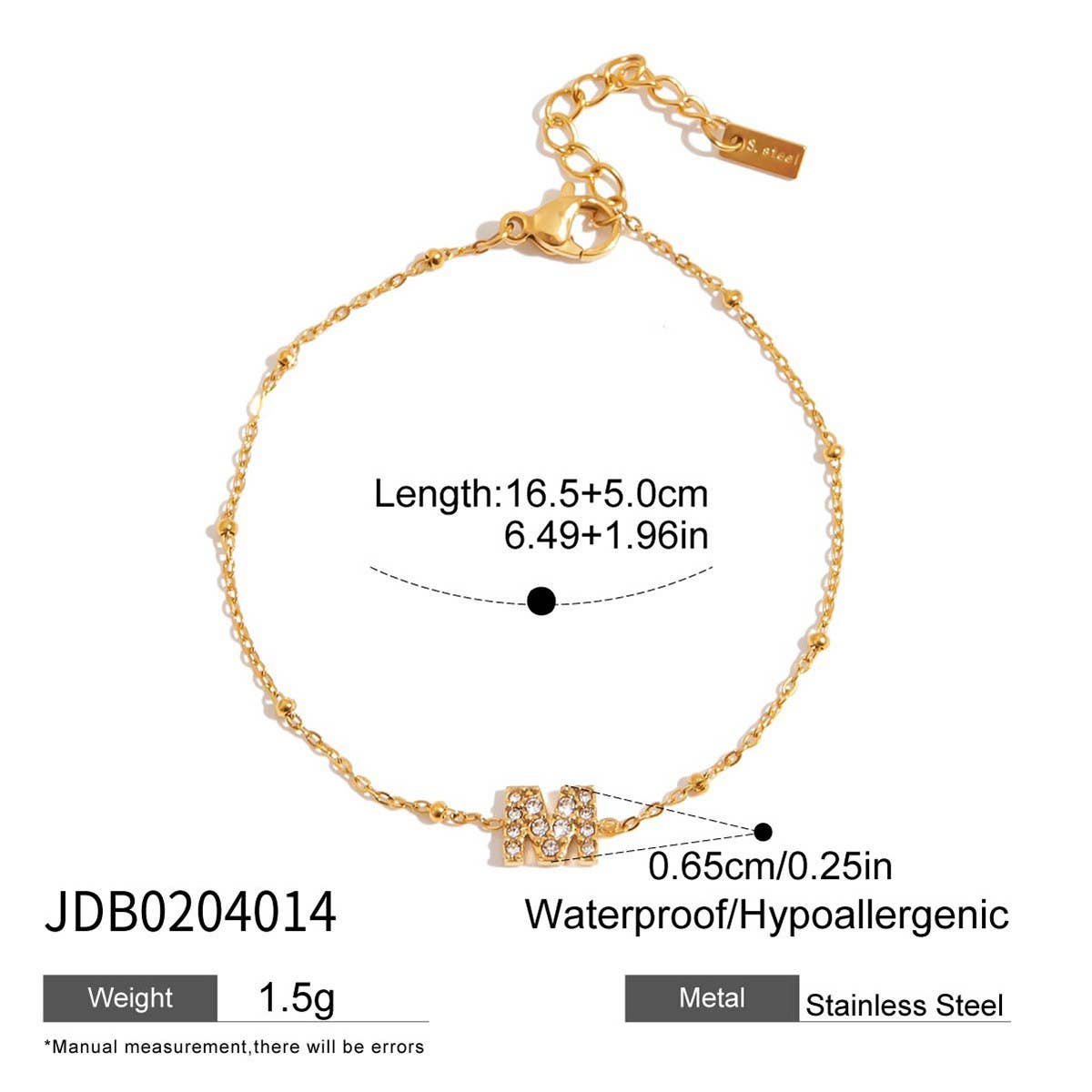 18K GOLD PINK ZIRCON ROUND CHAIN BRACELET STEEL_CWAJE4678