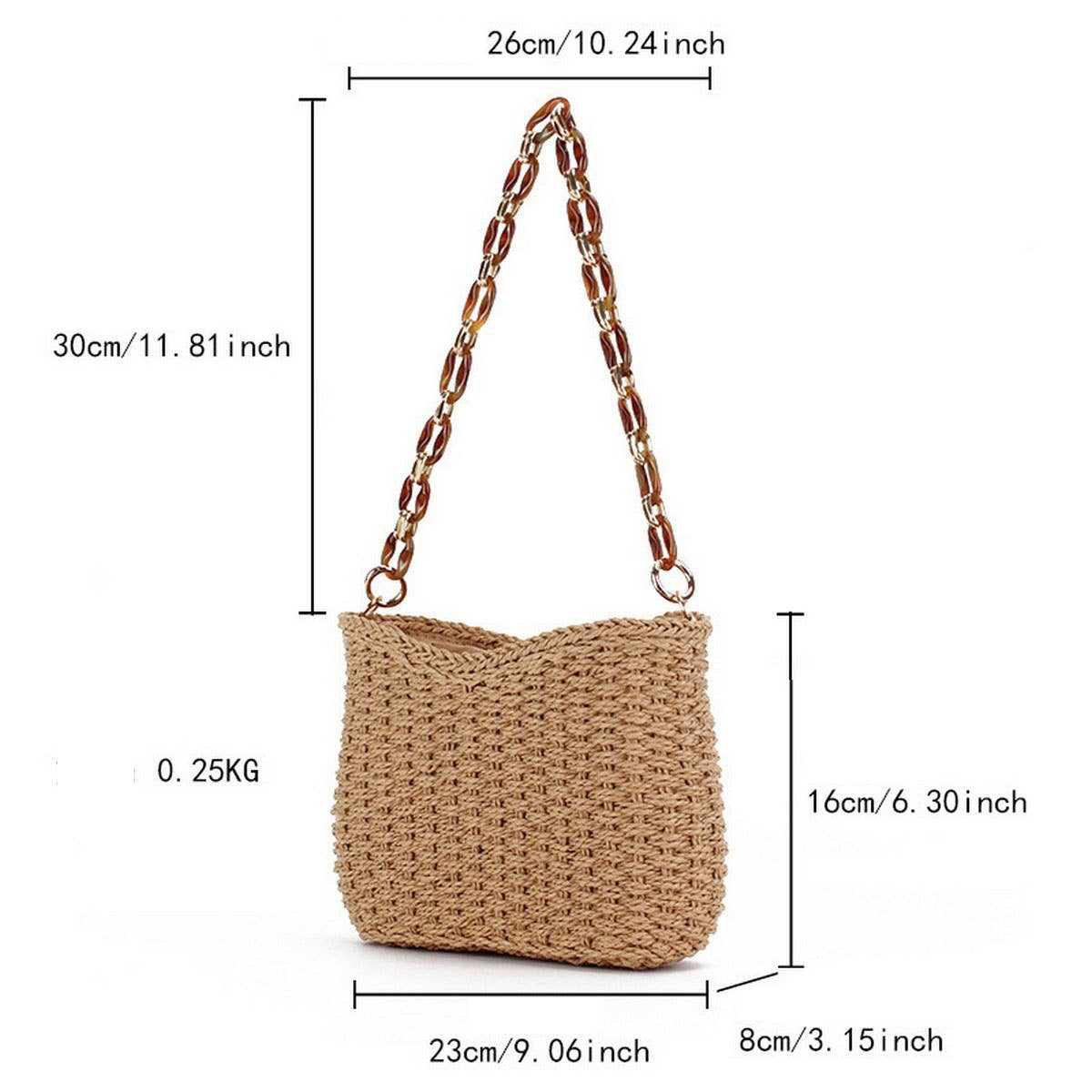 FASHIONABLE AND SIMPLE SOLID COLOR STRAW BAG_CWAB4702