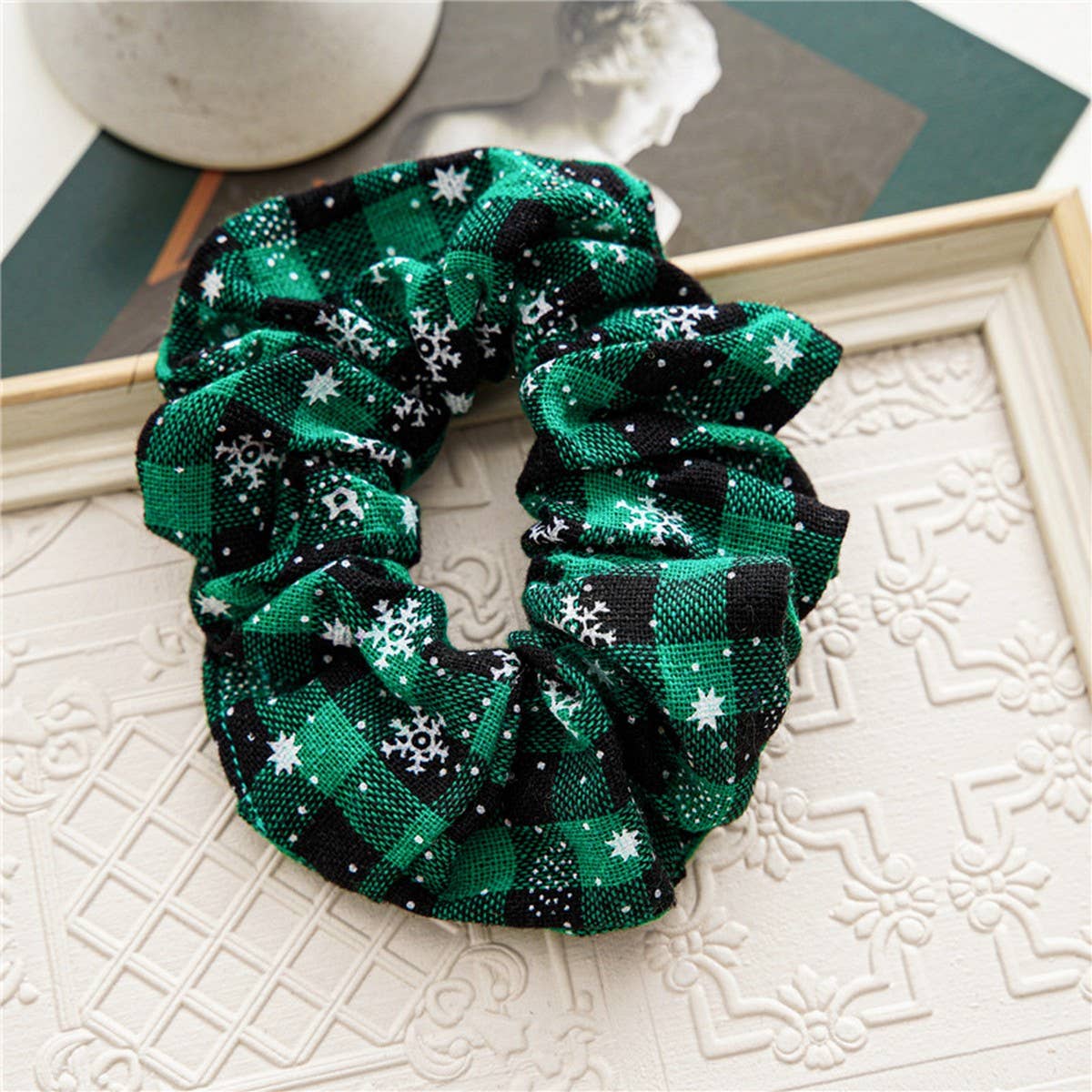 CHRISTMAS PLAID SIMPLE CRUMPLED HAIR BAND_CWAHA1950