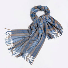 MELANGE CHECK WOOL SCARF DOUBLE SIDED SHAWL UNISEX_CWASC2350