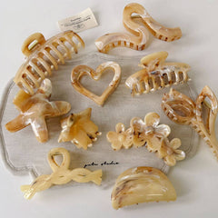 Brown Marble Starfish Claw Clip Trendy Hair Clip_Cwaha08256