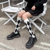 New Large Diamond Retro Mid-Tube Socks_Cwms0658