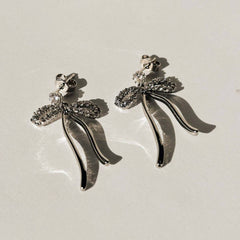 PEARL BOW TIE STUD EARRINGS VERSATILE EARRINGS_CWAJE5078