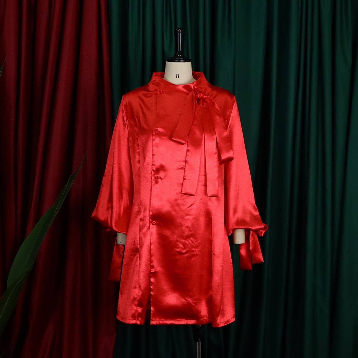 FASHIONABLE DRESS WITH PUFF SLEEVES AND WAIST_CWDSD6141