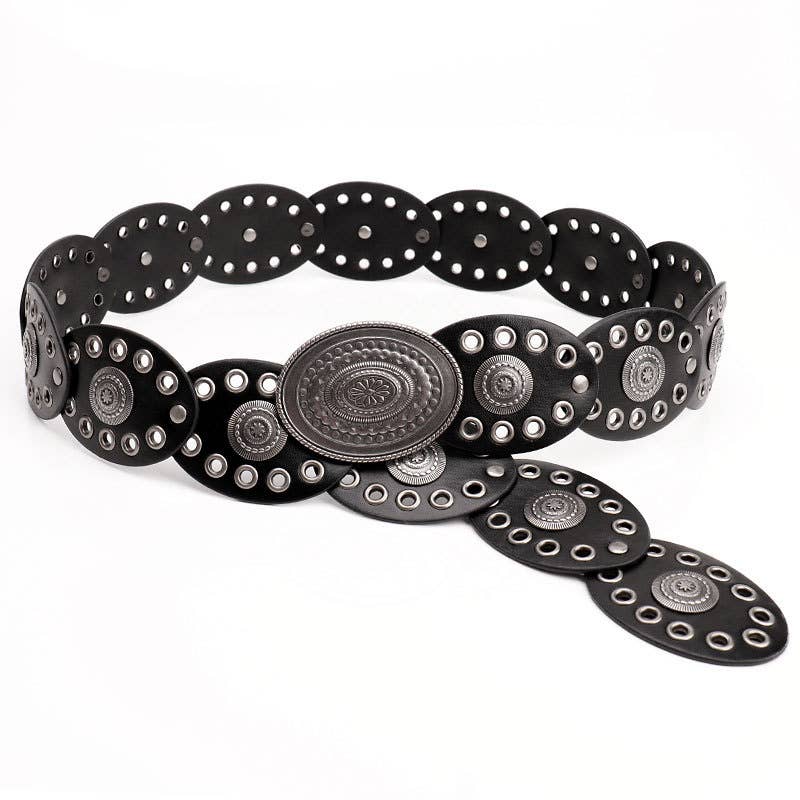 Exaggerated Punk-Style Oval Spliced Waistband
