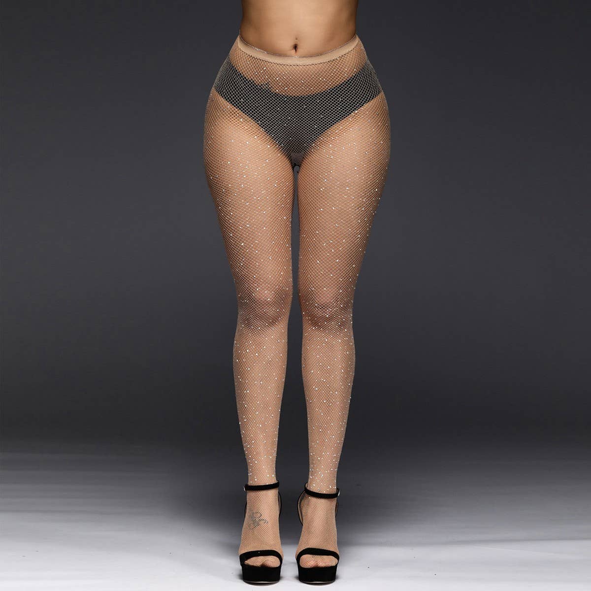 Women Sparkle Rhinestone Fishnets Stockings_Cwms0230