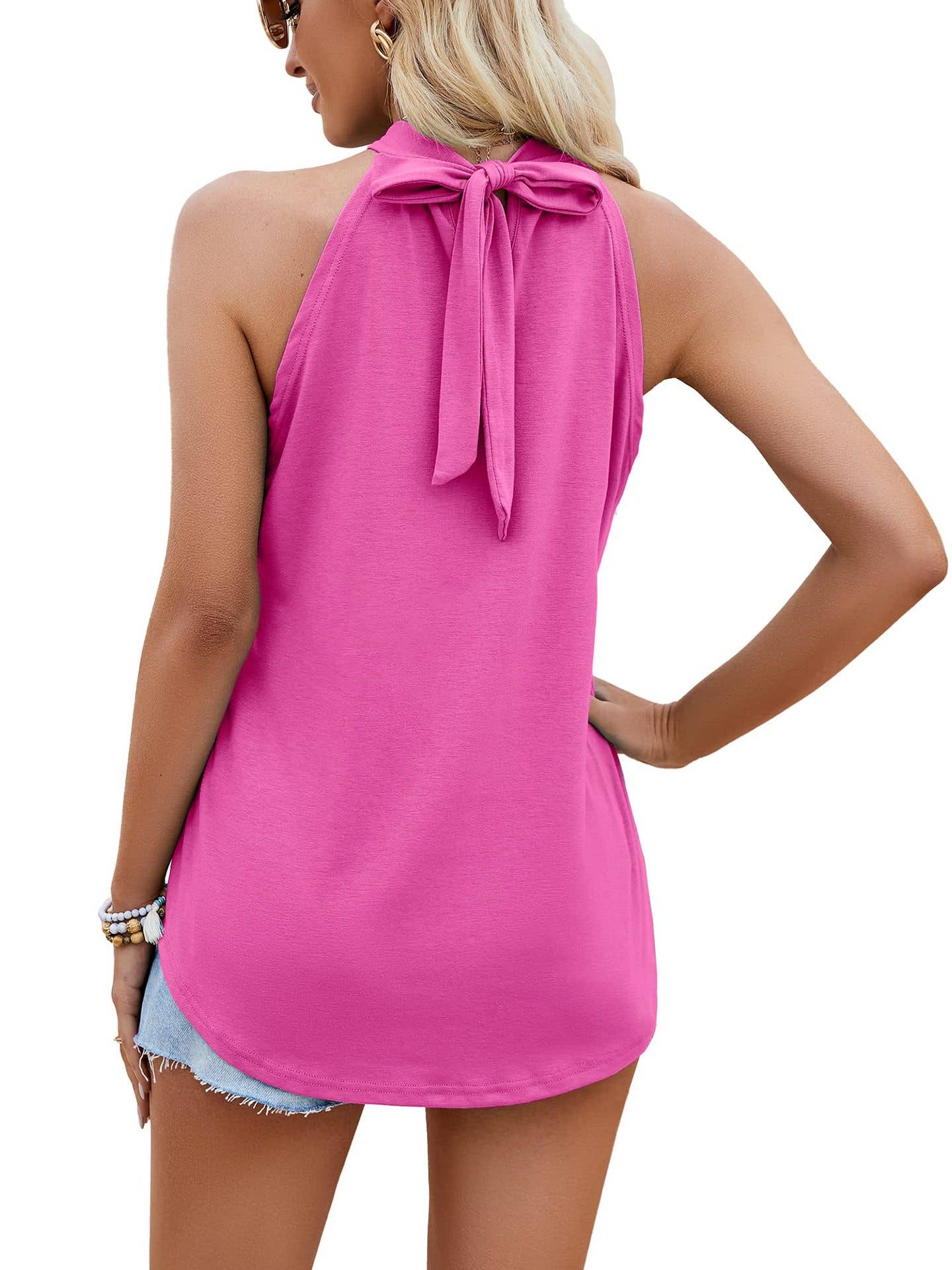 Waistcoat Halter Top Keyhole Sleeveless Shirt