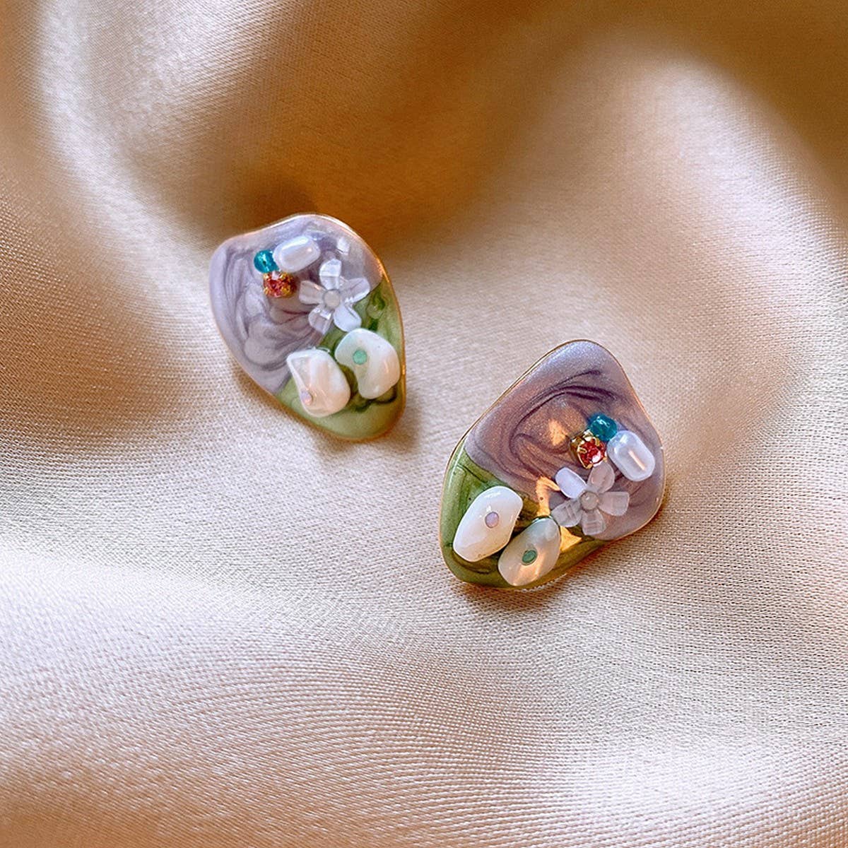 MONET GARDEN OIL PAINTING STYLE EARRINGS_CWAJE2325