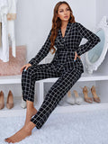 Two-Piece Long Sleeve Deep V-Neck Loungewear Set