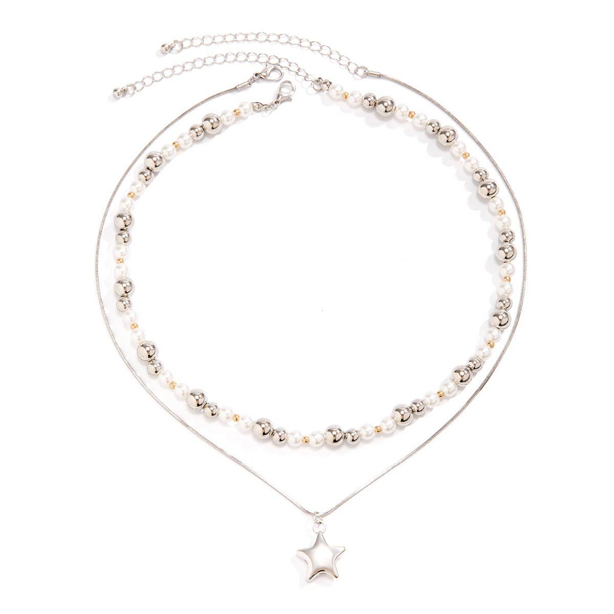 BEADED NECKLACE WITH STAR SHAPED PENDANT TASSELS_CWAJE1158