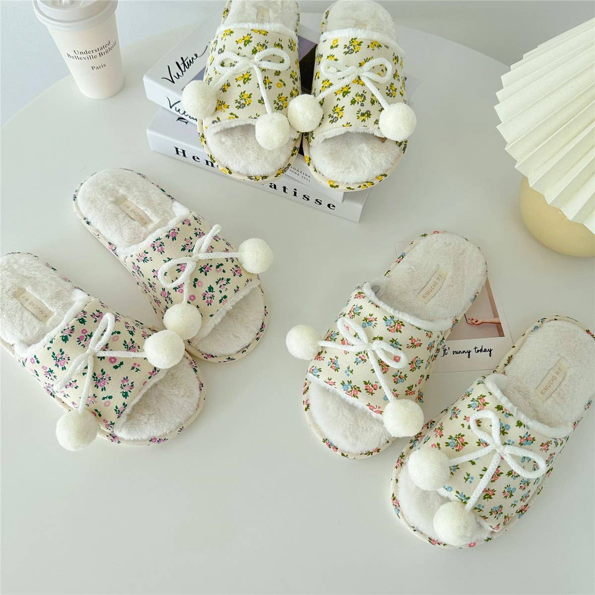 Winter Plush Open Toe House Slippers House Shoes_Cwmm2986
