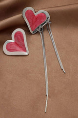 SILVER NEEDLE LOVE CHAIN TASSEL EARRINGS_CWAJE204