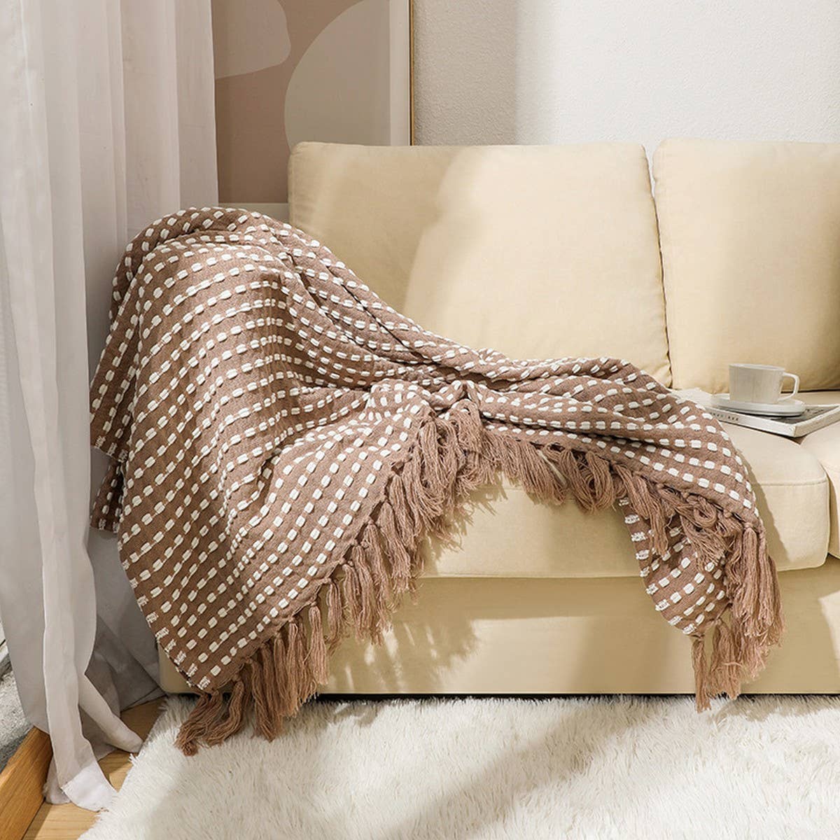 LIGHTWEIGHT COZY BRAIDED STRIPED THROW_CWMM0205