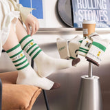 ALPHABET SMILEY PATTERN CREW SOCKS FOR WOMENS_CWMS0906