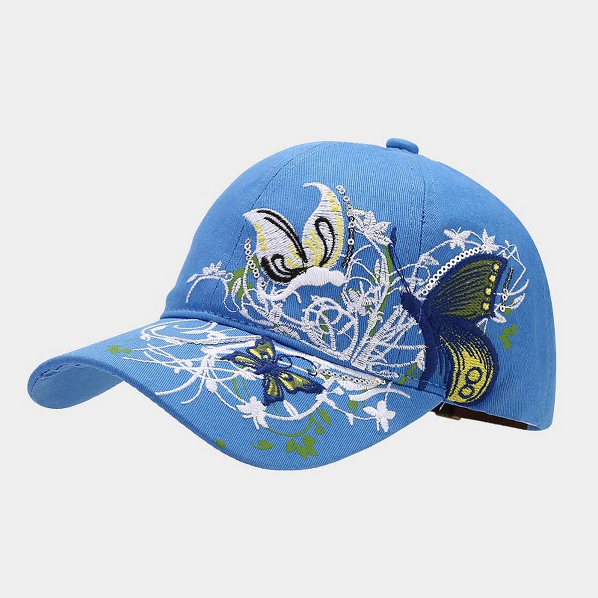 BUTTERFLY EMBROIDERY BASEBALL CAP WOMEN S SUN HAT CWAH1648