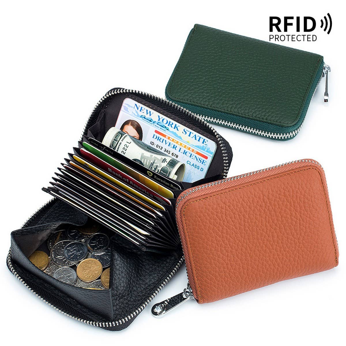 COIN PURSE ZIPPER GENUINE LEATHER CARD HOLDER_CWAB3831
