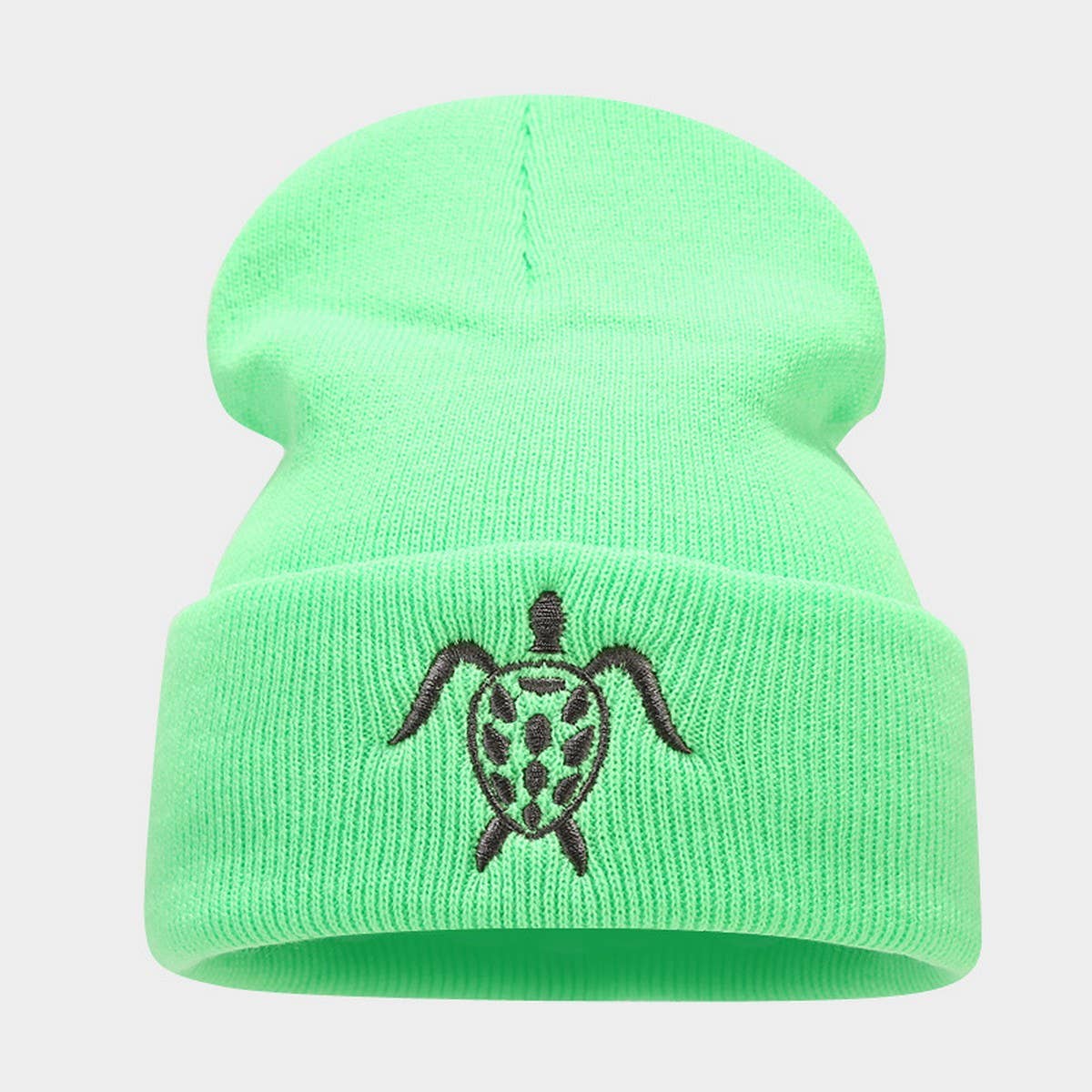 Turtle Embroidery Knitted Hat Outdoor Warm Beanie_Cwah2091