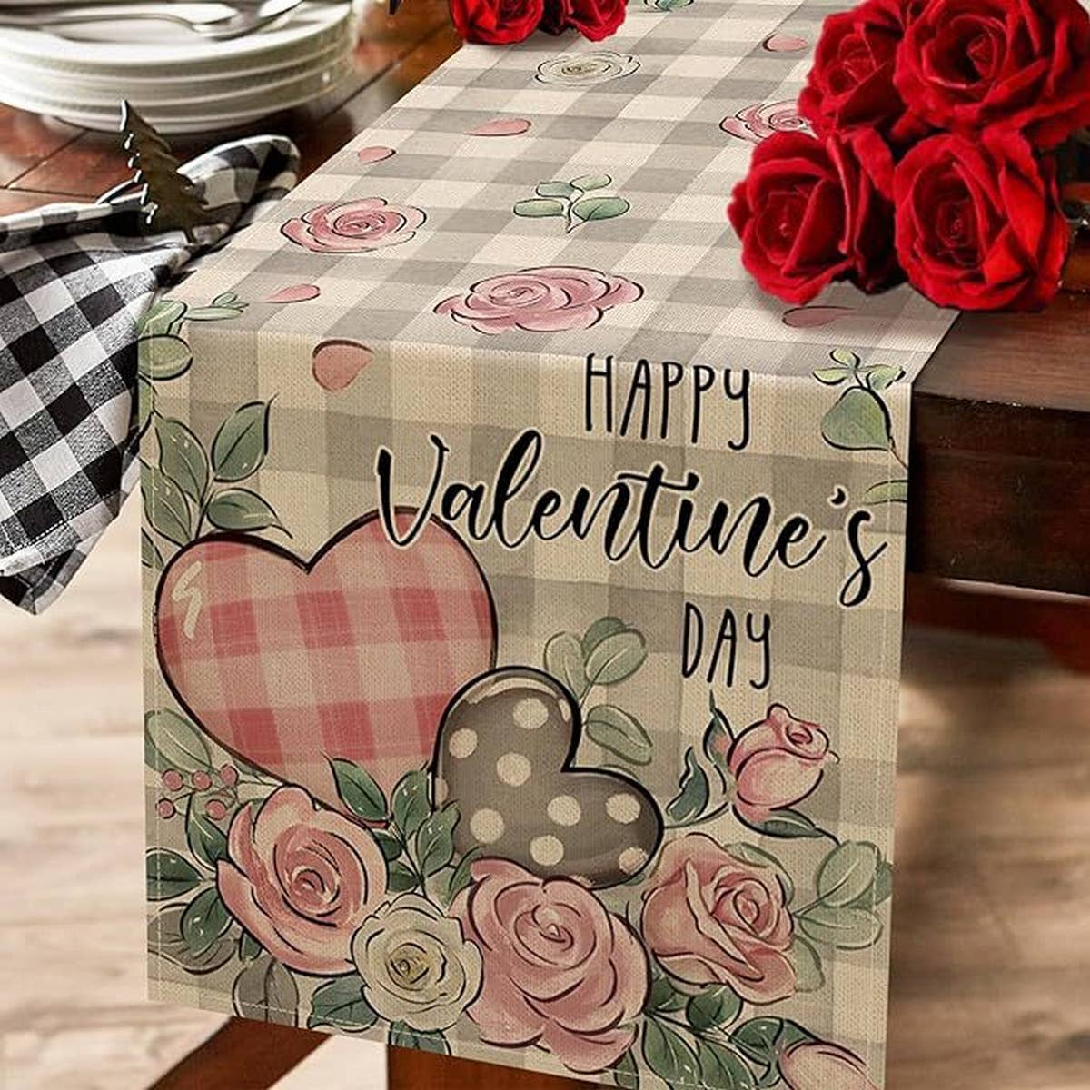 Valentines Day Love Print Cartoon Tablecloth_Cwmm0786